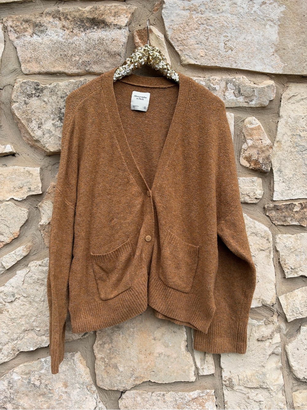 Abercrombie & Fitch brown V-neck button-front cardigan  size x-large